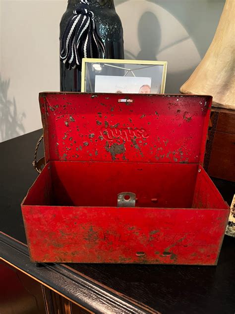 anthes metal box vintage|Vintage Anthes Red Metal Road Flare Reflector Box, .